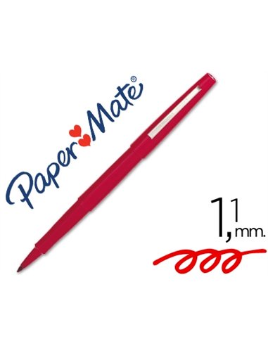 Stylo-feutre paper mate flair original pointe moyenne 1mm longue durée de vie coloris rouge.