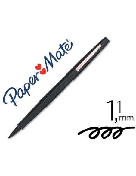 Stylo-feutre paper mate flair original pointe moyenne 1mm longue durée de vie coloris noir.