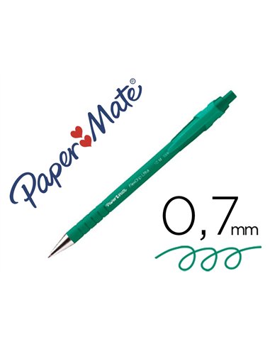 Stylo-bille paper mate flexgrip ultra écriture moyenne 0.7mm encre douce corps strié anti-glisse rétractable vert.
