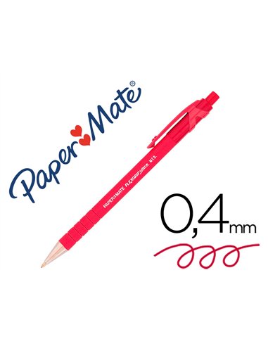 Stylo-bille paper mate flexgrip ultra écriture moyenne 0.7mm encre douce corps strié anti-glisse rétractable rouge.