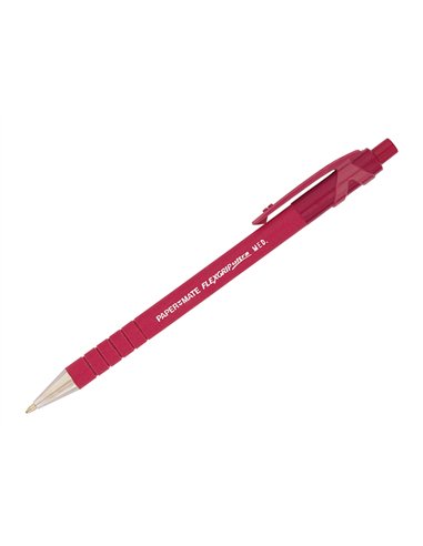 Stylo-bille paper mate flexgrip ultra écriture moyenne 0.7mm encre douce corps strié anti-glisse rétractable rouge.