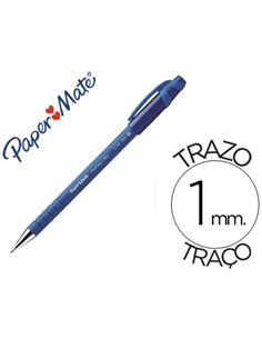 Stylo-bille paper mate flexgrip ultra cap pointe moyenne 1mm clip pratique coloris bleu.