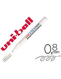 Marqueur uniball paint marker permanent pointe extra-fine encre base huile tous supports résiste 800 degrés blanc.