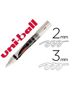 Marqueur uniball craie chalk marker pointe conique fine 1.8/2.5mm craie liquide couleur lumineuse blanc.