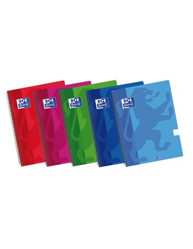 Cahier Oxford School Classic A4+ à couverture plastique – Europeanbook Spiralflex – 1 ligne – 2 m – 50 feuilles – Couleurs assor