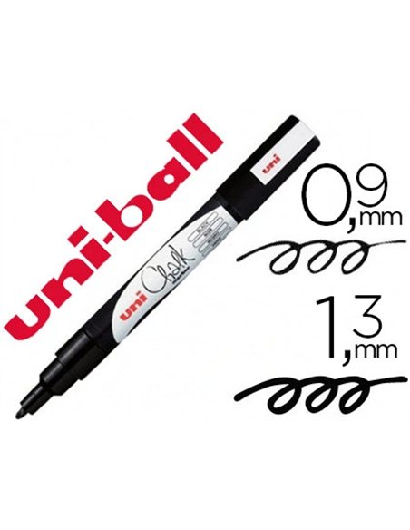Marqueur uniball craie chalk marker pointe conique fine 0.9/1.3mm craie liquide noir.