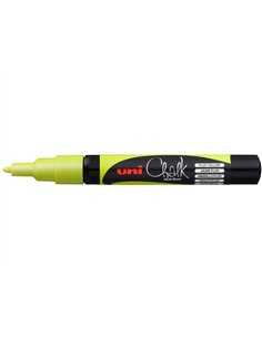 Marqueur uniball craie chalk marker pointe conique fine 0.9/1.3mm craie liquide couleur lumineuse jaune fluo. 2