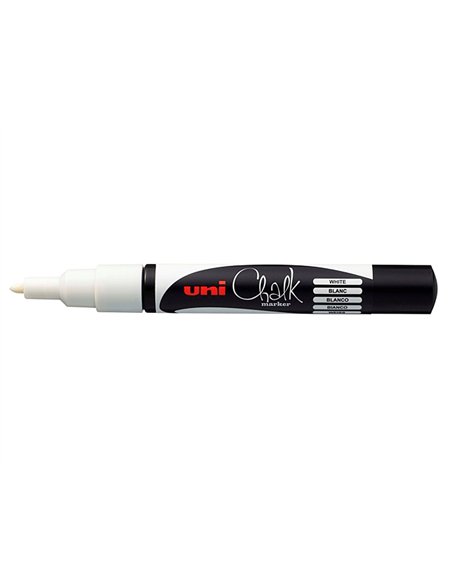 Marqueur uniball craie chalk marker pointe conique fine 0.9/1.3mm craie liquide couleur lumineuse blanc.
