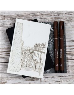 Feutre technique uniball theme brush art pointes calibrees et coloris assortis pochette 5 unites. 2