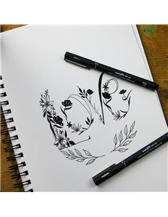 Pochette de 5 feutres techniques uni ball pin pointe calibree encre noir trace net et precis. 2