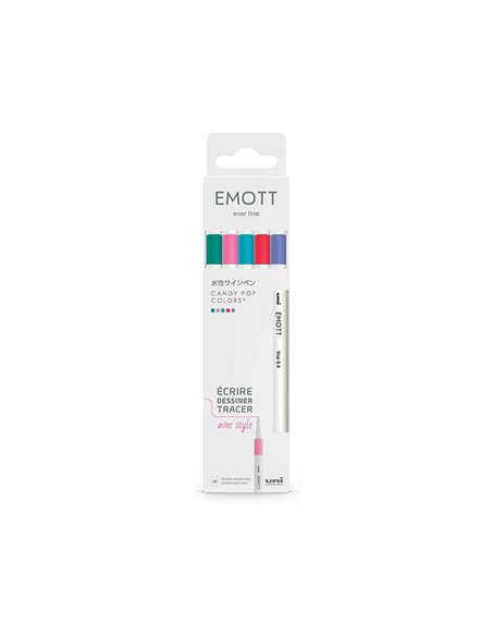 Pochette emott 5 feutres candy pop colors pointe fine coloris assortis.