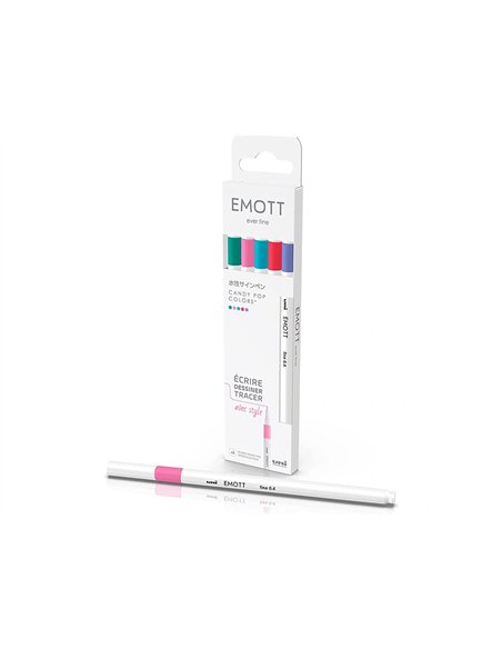Pochette emott 5 feutres candy pop colors pointe fine coloris assortis.
