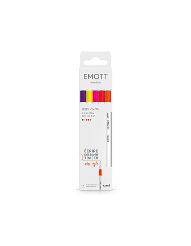 Pochette emott 5 feutres passion colors pointe fine coloris assortis.