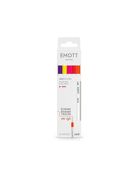 Pochette emott 5 feutres passion colors pointe fine coloris assortis.