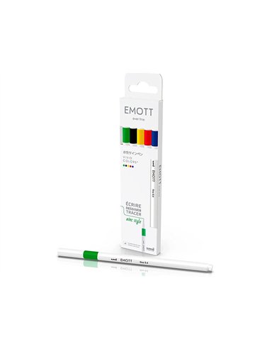 Pochette emott 5 feutres vivid colors pointe fine coloris assortis.