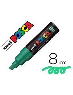 Marqueur posca pc8k base eau pointe biseautee large 8mm sans odeurs/alcool/solvant tout supports coloris vert.