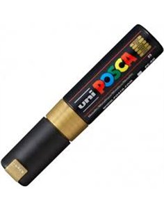 Marqueur posca pc8k base eau pointe biseautee large 8mm sans odeurs/alcool/solvant tout supports coloris orange.