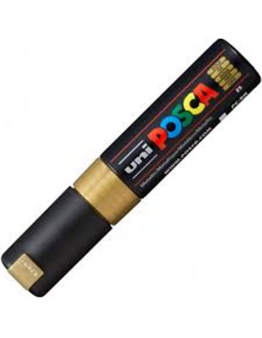 Marqueur posca pc8k base eau pointe biseautee large 8mm sans odeurs/alcool/solvant tout supports coloris orange.