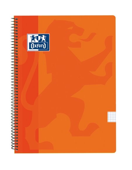 Cahier à spirale classique Oxford School, couverture plastique, folio 4x4 - 80 feuilles - avec marge - Idéal pour les étudiants 
