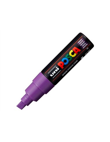 Marqueur peinture posca pc7m pointe large conique encre inodore couvrante miscible tous supports coloris violet.