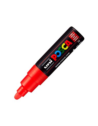 Marqueur peinture posca pc7m pointe large conique encre inodore couvrante miscible tous supports coloris rouge.