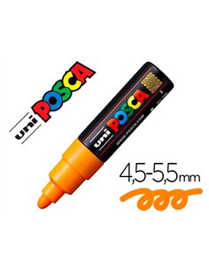 Marqueur peinture posca pc7m pointe large conique encre inodore couvrante miscible tous supports coloris orange.