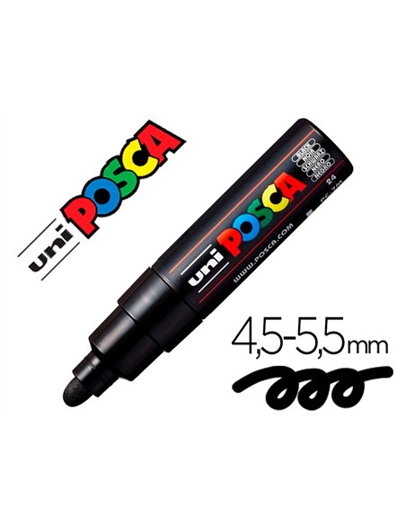 Marqueur peinture posca pc7m pointe large conique encre inodore couvrante miscible tous supports coloris noir.