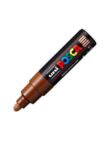Marqueur peinture posca pc7m pointe large conique encre inodore couvrante miscible tous supports coloris marron.