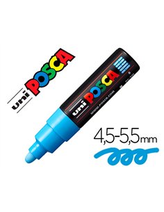 Marqueur peinture posca pc7m pointe large conique encre inodore couvrante miscible tous supports coloris bleu.