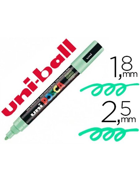 Marqueur posca pc5m gouache encre inodore toutes surfaces pointe moyenne conique couleur opaque couvrante vert clair.