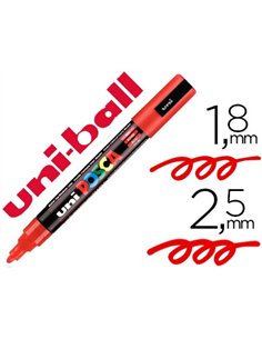 Marqueur posca pc5m gouache encre inodore toutes surfaces pointe moyenne conique couleur opaque couvrante rouge.