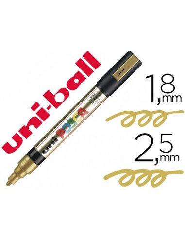 Marqueur posca pc5m gouache encre inodore toutes surfaces pointe moyenne conique couleur opaque couvrante or.