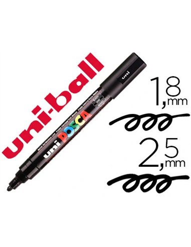 Marqueur posca pc5m gouache encre inodore toutes surfaces pointe moyenne conique couleur opaque couvrante noir.