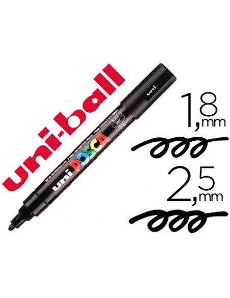 Marqueur posca pc5m gouache encre inodore toutes surfaces pointe moyenne conique couleur opaque couvrante noir.