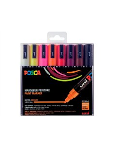 Marqueur posca pc5m gouache encre inodore toutes surfaces pointe moyenne conique coloris assortis étui 8 unités. 2