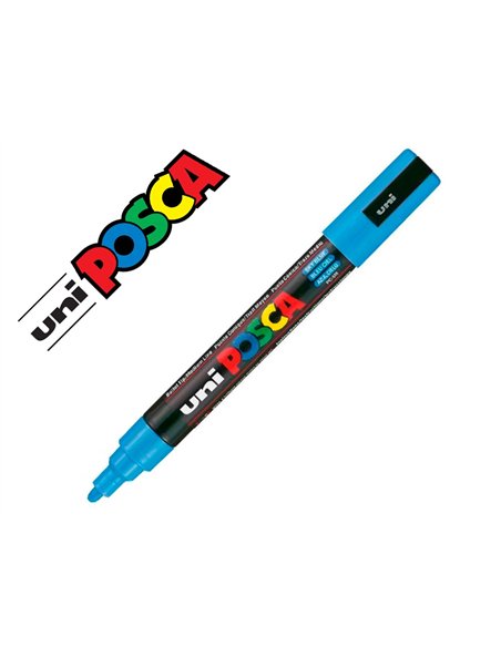 Marqueur posca conique pointe moyenne coloris bleu ciel.