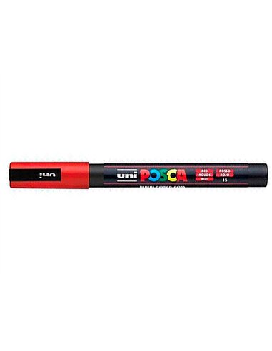 Marqueur posca pc3m gouache encre inodore toutes surfaces pointe fine conique couleur opaque couvrante rouge.