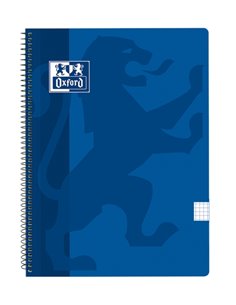 Cahier à spirale classique Oxford School, couverture plastique, folio 4x4 - 80 feuilles - Marge bleu marine