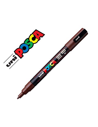 Marqueur posca conique pointe fine coloris marron fonce.