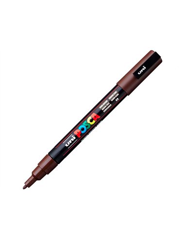 Marqueur posca conique pointe fine coloris marron fonce.