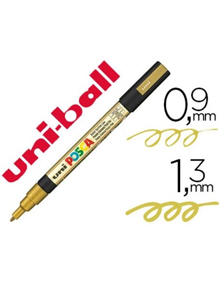 MARQUEUR POSCA PC3M GOUACHE ENCRE INODORE TOUTES SURFACES POINTE FINE CONIQUE COULEUR OPAQUE COUVRANTE OR