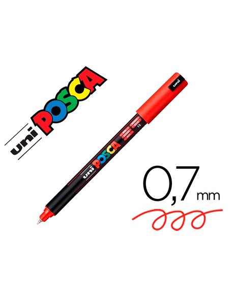 Marqueur posca pc1mr base eau pointe calibree extra fine 0,7mm sans odeurs/alcool/solvant coloris rouge.