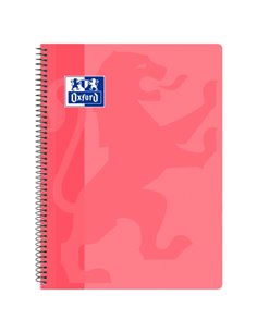 Cahier à spirale classique Oxford School, couverture plastique, folio 4x4 - 80 feuilles - Couverture plastique - Grille 4x4 - Ma