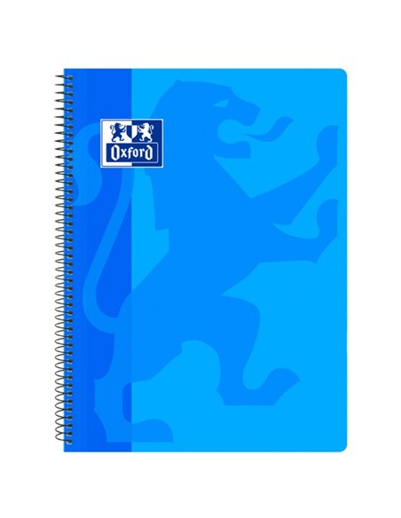 Cahier à spirale classique Oxford School, couverture plastique, folio 4x4 - 80 feuilles - Turquoise