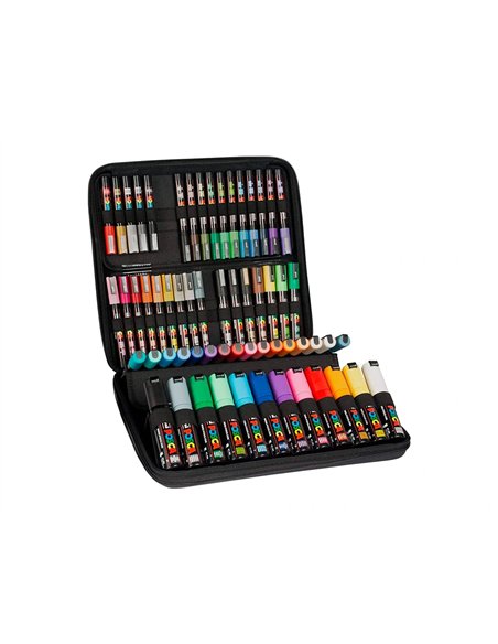 Set de 4 marqueurs posca pointe conique extra fine noir blanc argent or.