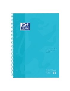 Cahier Oxford School Touch Europeanbook 1 A4+ 80 feuilles, quadrillage 5 x 5 mm, couverture extra rigide, bleu