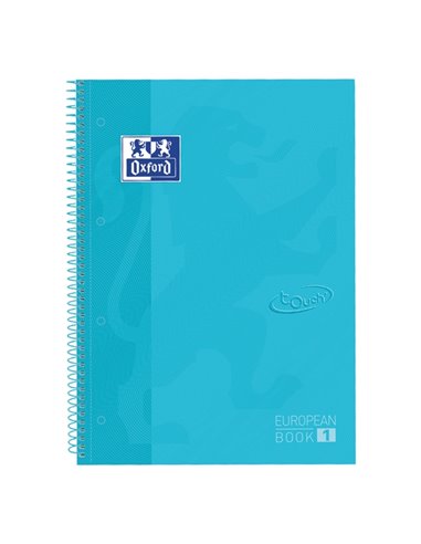 Cahier Oxford School Touch Europeanbook 1 A4+ 80 feuilles, quadrillage 5 x 5 mm, couverture extra rigide, bleu