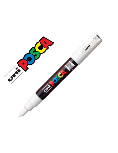 Marqueur posca pointe conique extra fine coloris blanc.