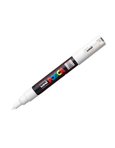 Marqueur posca pointe conique extra fine coloris blanc.