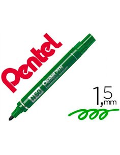 Marqueur pentel n50 permanent pointe ogive 4.3mm encre à solvant indélébile tous supports corps métal vert.